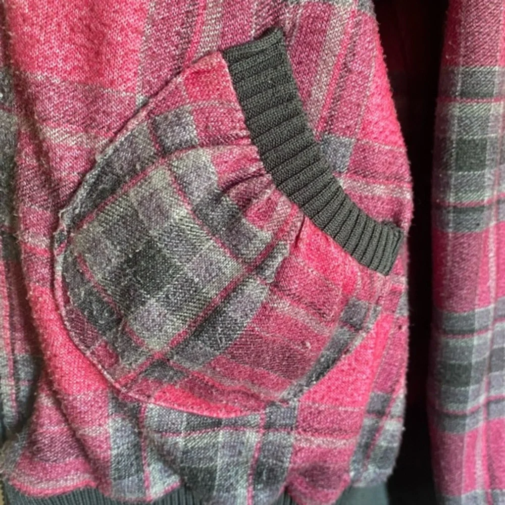 Spoiled‎ Girls Grey And Pink Sherpa Plaid Reversible Jacket sz S